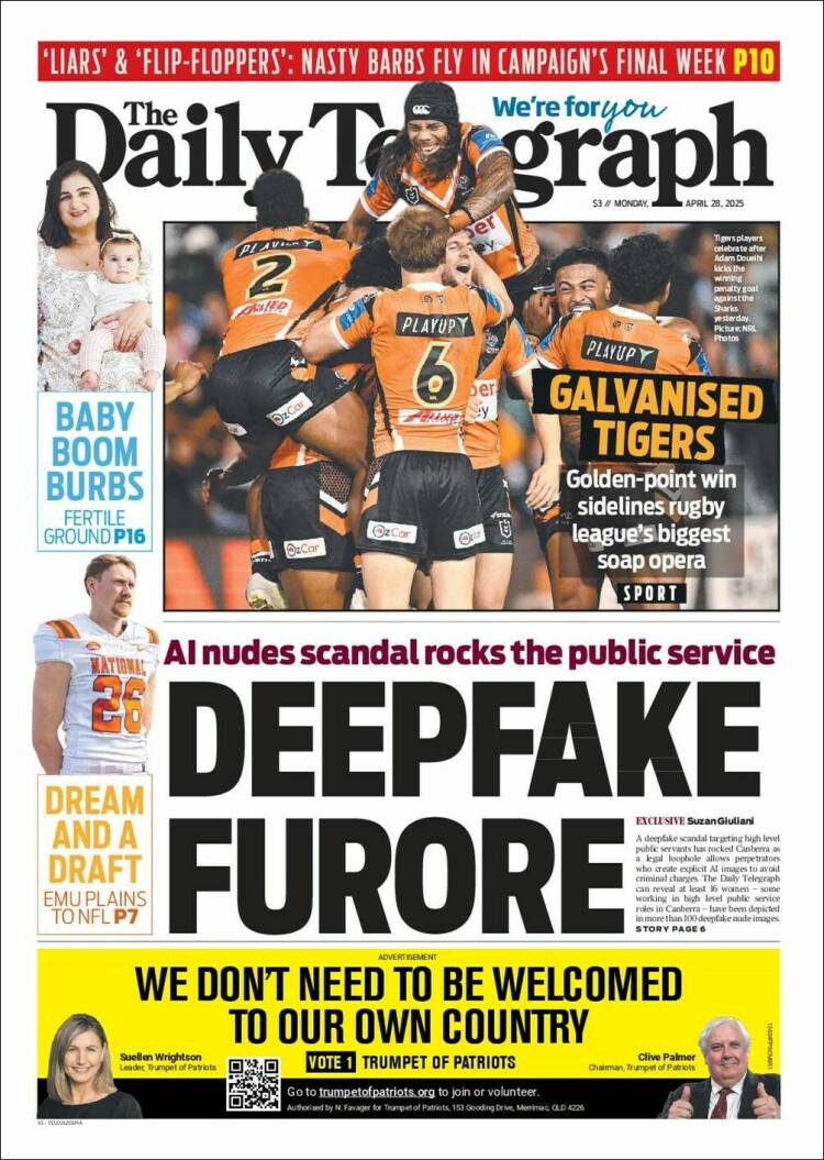 Portada de The Daily Telegraph (Australia)