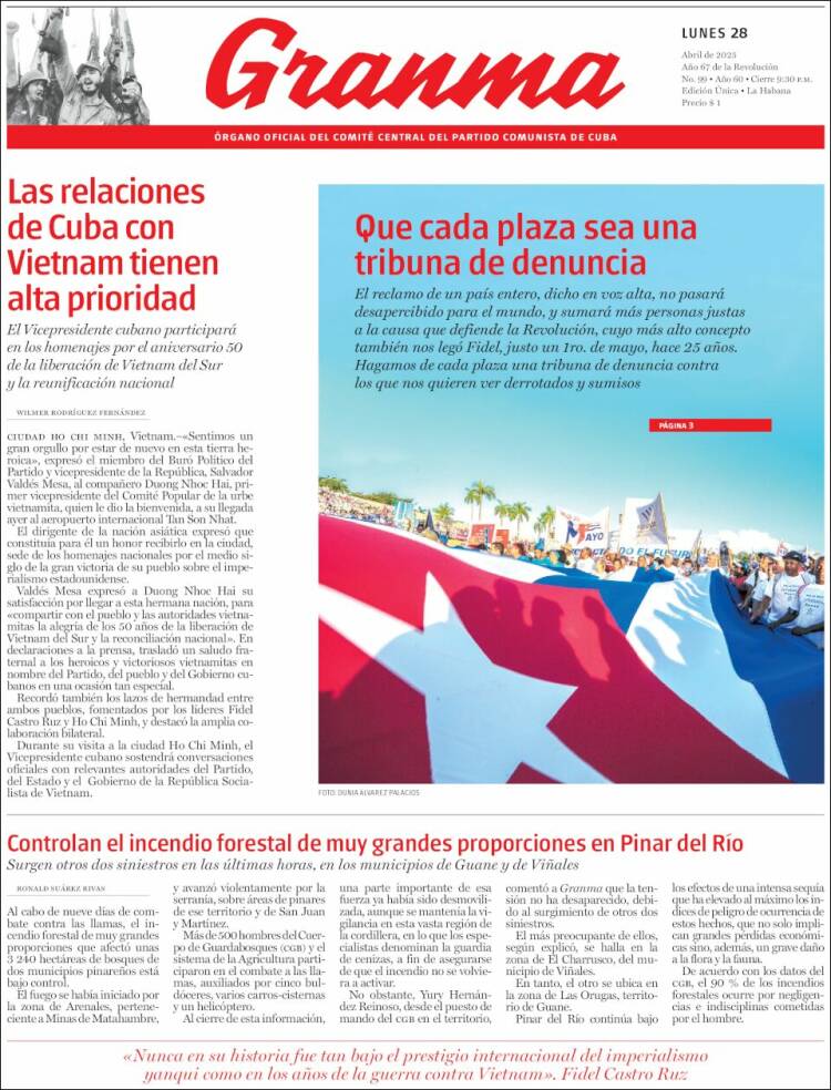 Portada de Granma (Cuba)