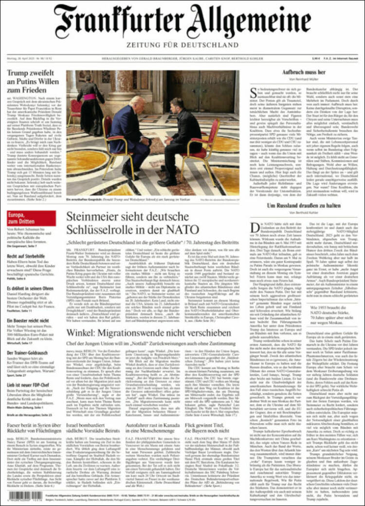 Portada de Frankfurter Allgemeine (Alemania)