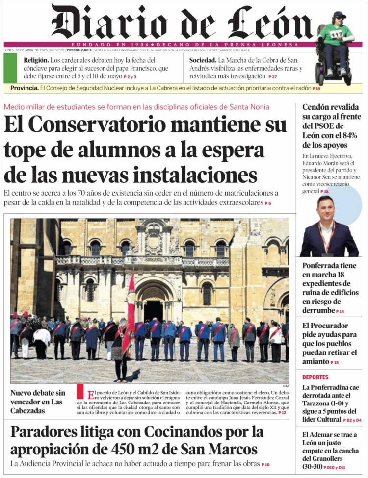Portada de Diario de León (España)