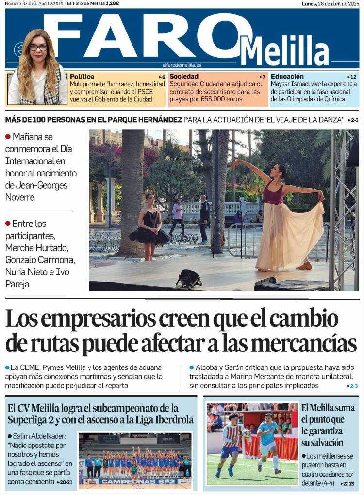 Portada de El Faro de Melilla (España)