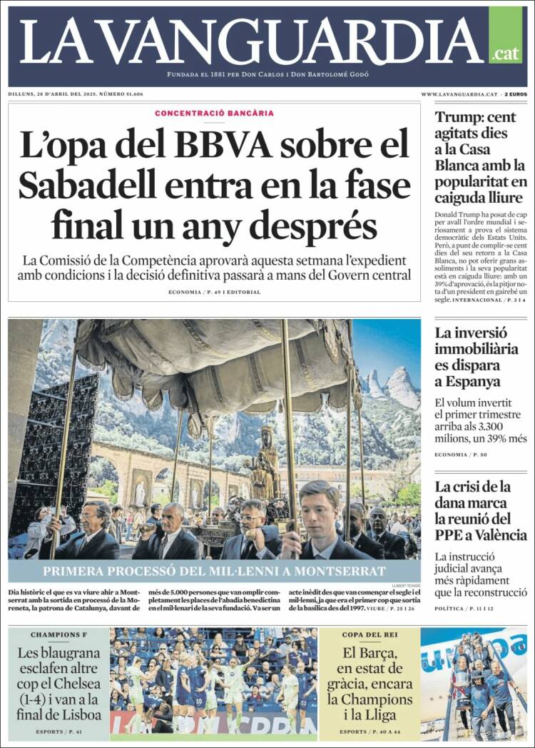 Portada de La Vanguardia (España)