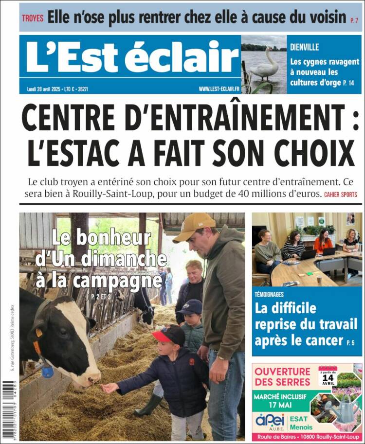 Portada de L'Est Eclair (Francia)
