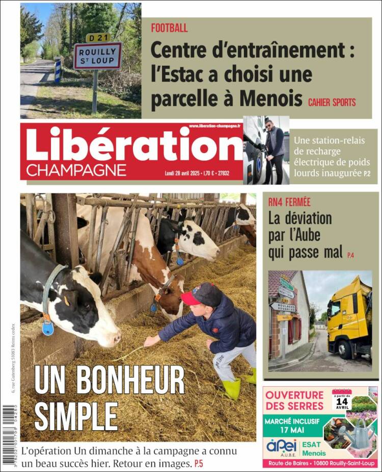 Portada de Libération Champagne (Francia)