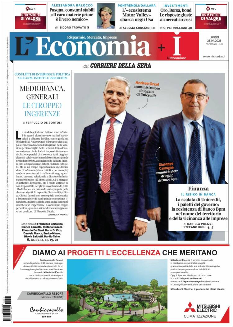 Portada de L'Economia (Italia)