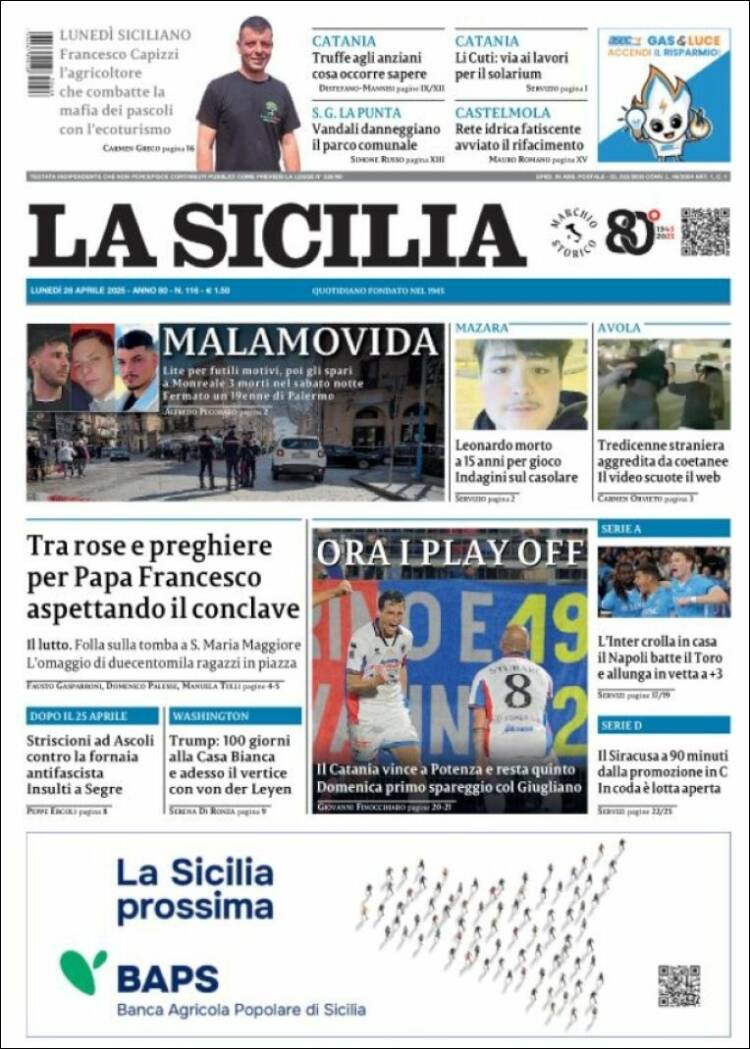Portada de La Sicilia (Italia)