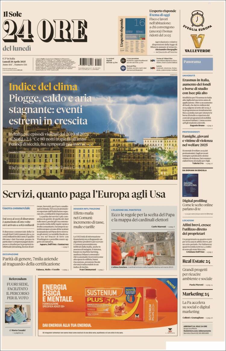 Portada de Il Sole 24 ORE (Italia)