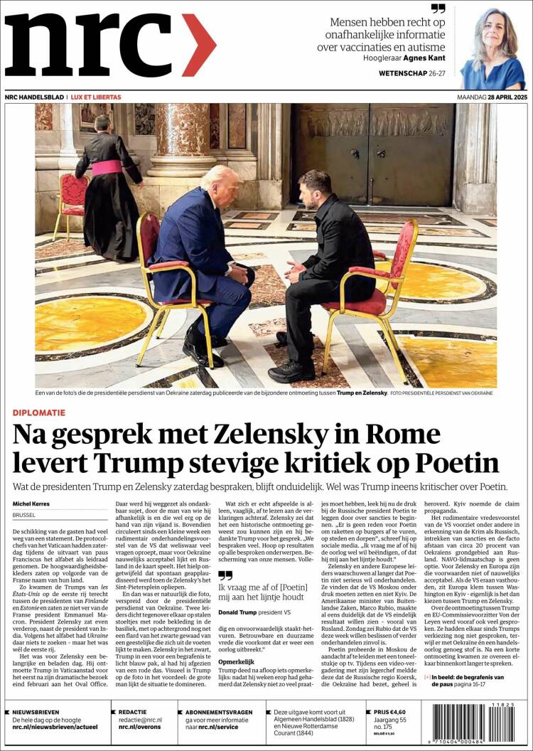 Portada de NRC Handelsblad (Pa&iacute;ses Bajos)