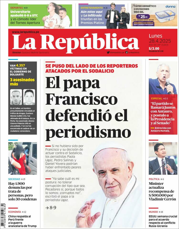 Portada de La Republica (Per&uacute;)
