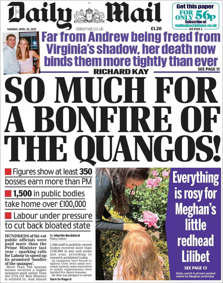 Portada de Daily Mail (Reino Unido)