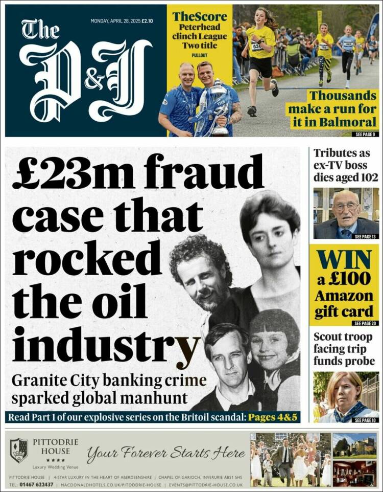 Portada de The Press and Journal (Reino Unido)