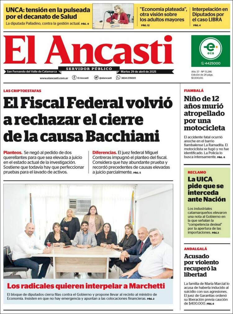 Portada de El Ancasti (Argentina)