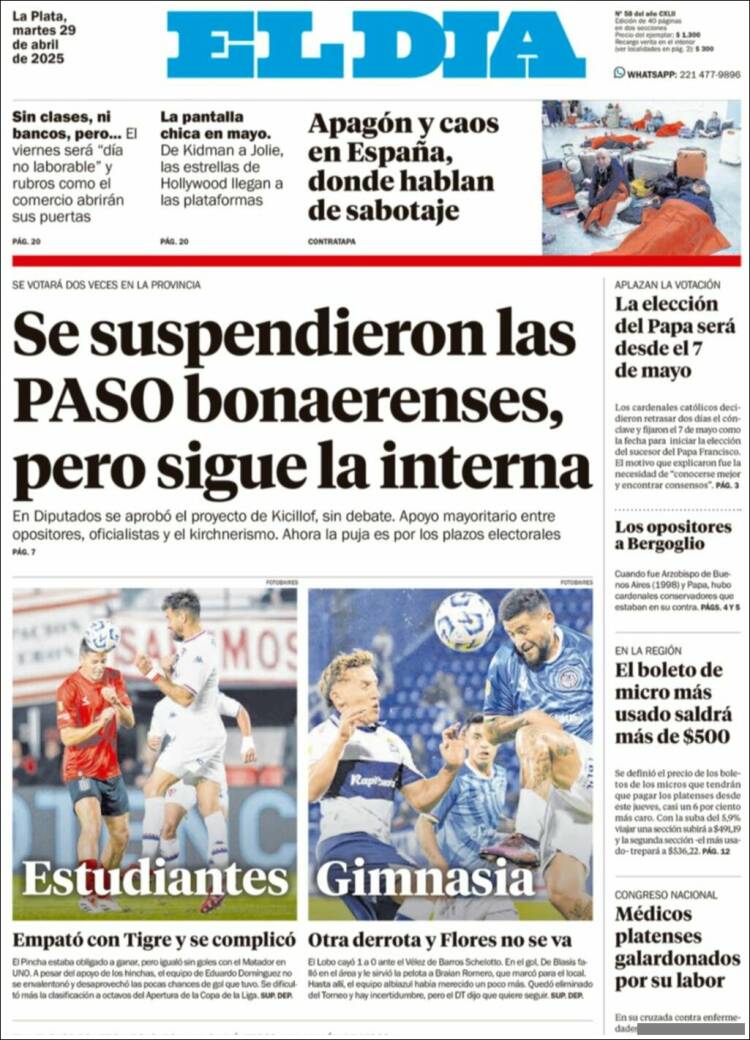 Portada de El Día de la Plata (Argentina)