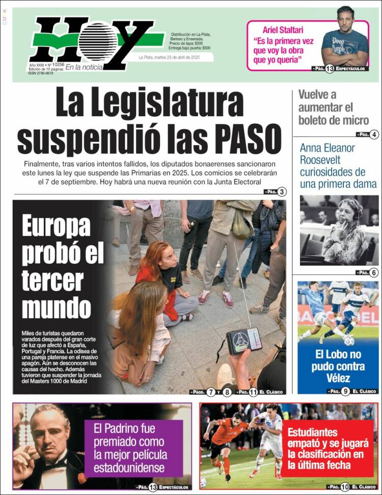 Portada de Diario Hoy (Argentina)