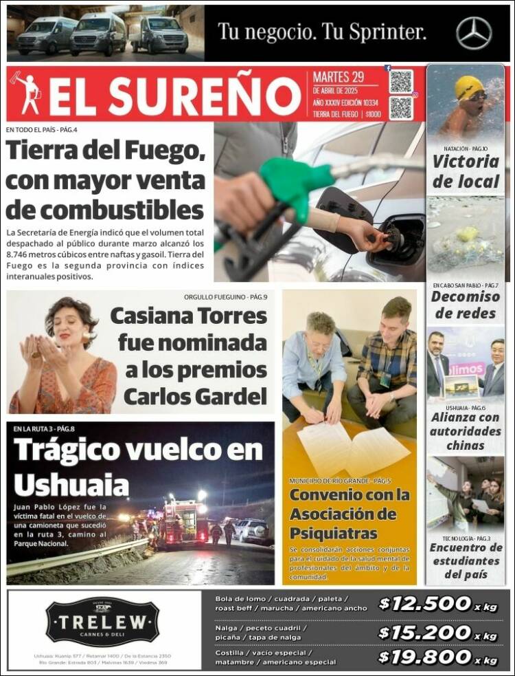 Portada de Diario El Sureño (Argentina)