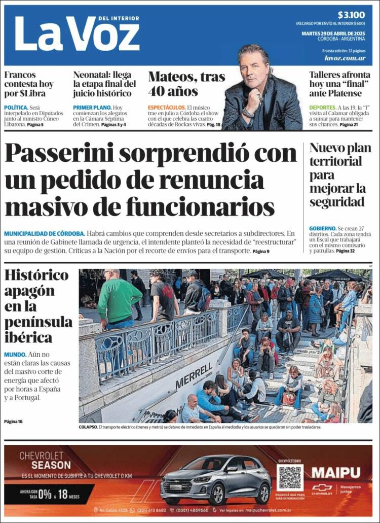 Portada de La Voz del Interior (Argentina)