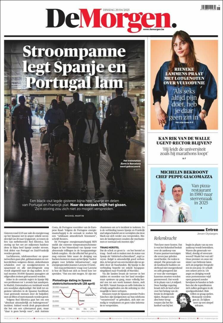 Portada de De Morgen (B&eacute;lgica)