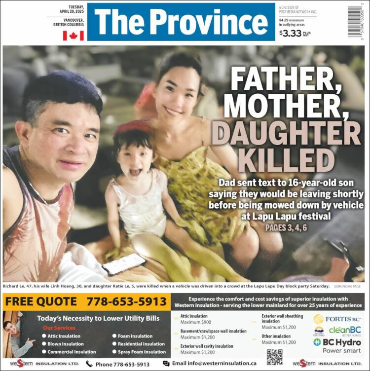 Portada de The Province (Canadá)