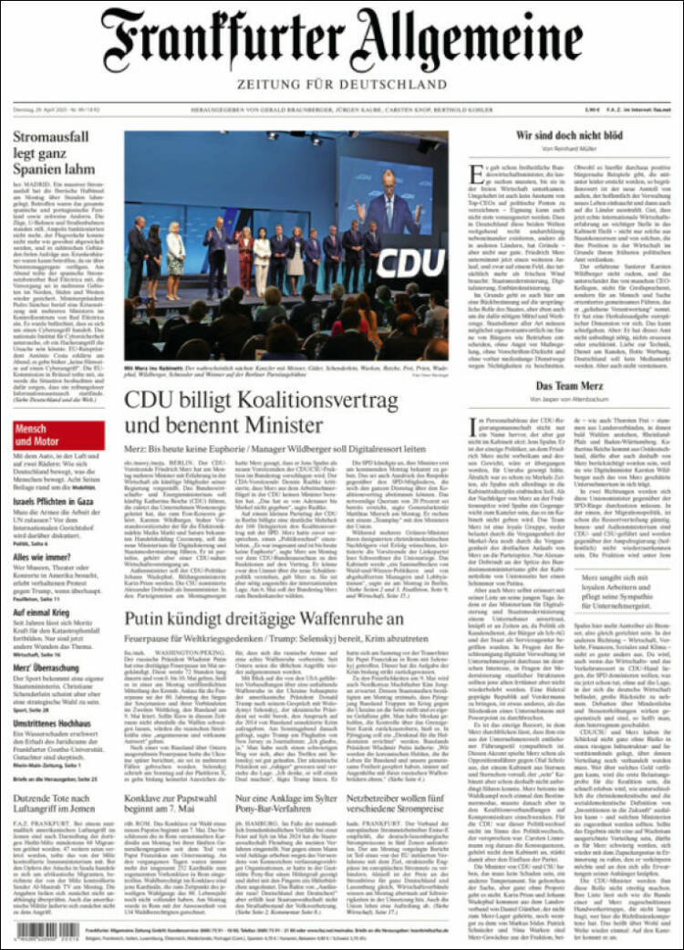 Portada de Frankfurter Allgemeine (Alemania)