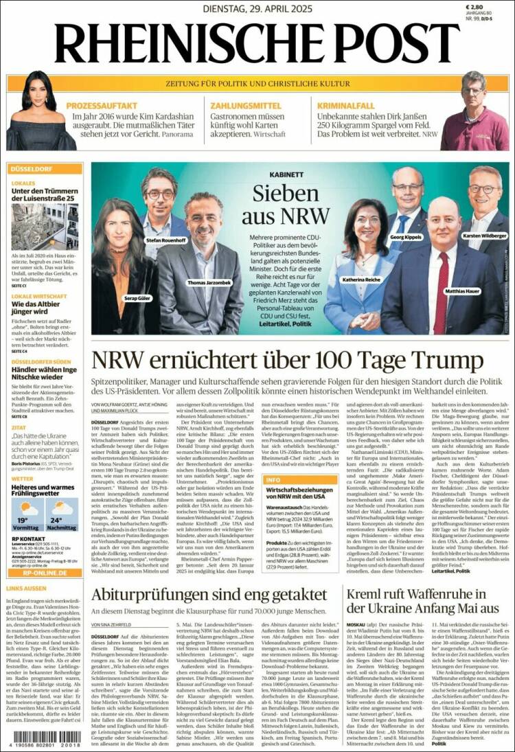 Portada de Rheinische Post (Alemania)