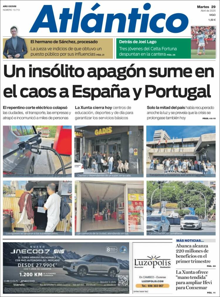 Portada de Atlántico Diario (España)