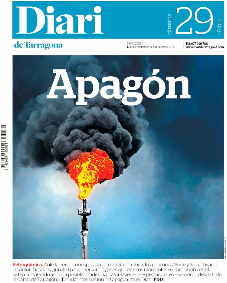 Portada de Diari de Tarragona (España)