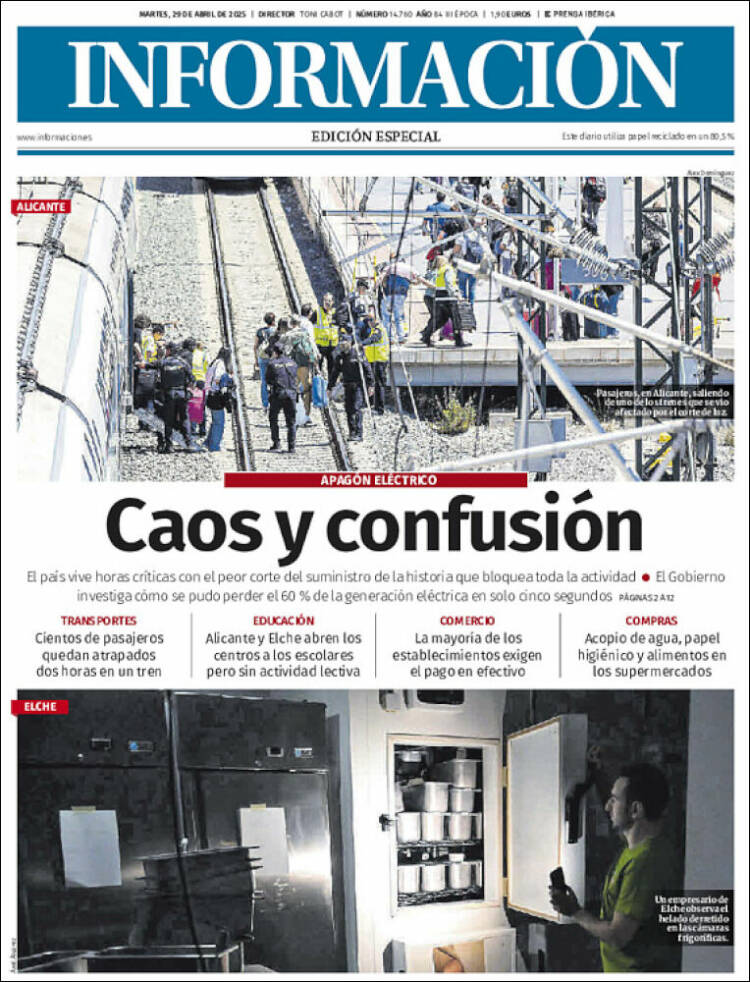 Portada de Diario Información (España)