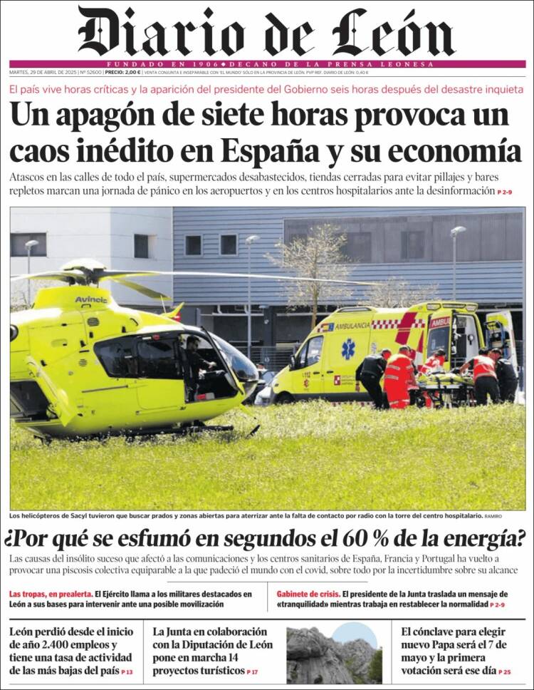 Portada de Diario de León (España)