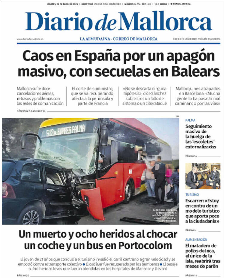 Portada de Diario de Mallorca (España)