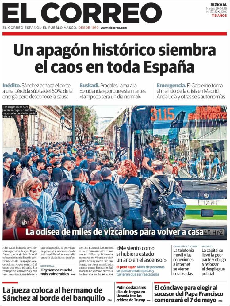 Portada de El Correo (España)