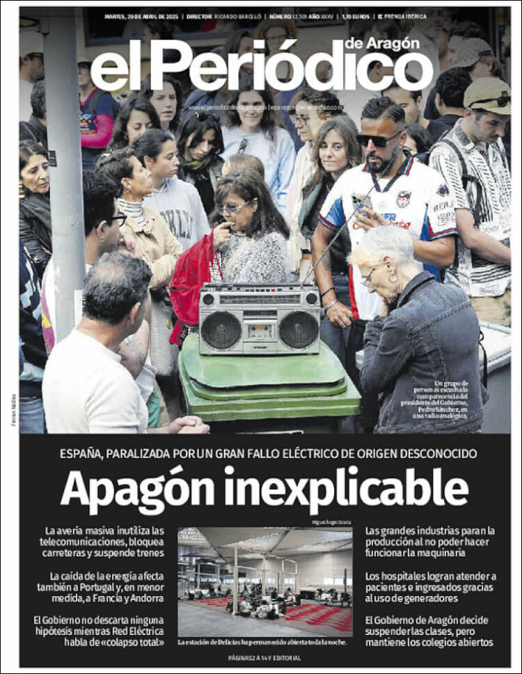 Portada de El Periódico de Aragón (España)