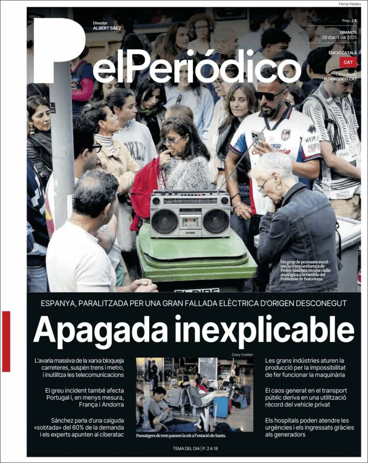 Portada de El Periódico de Catalunya (España)