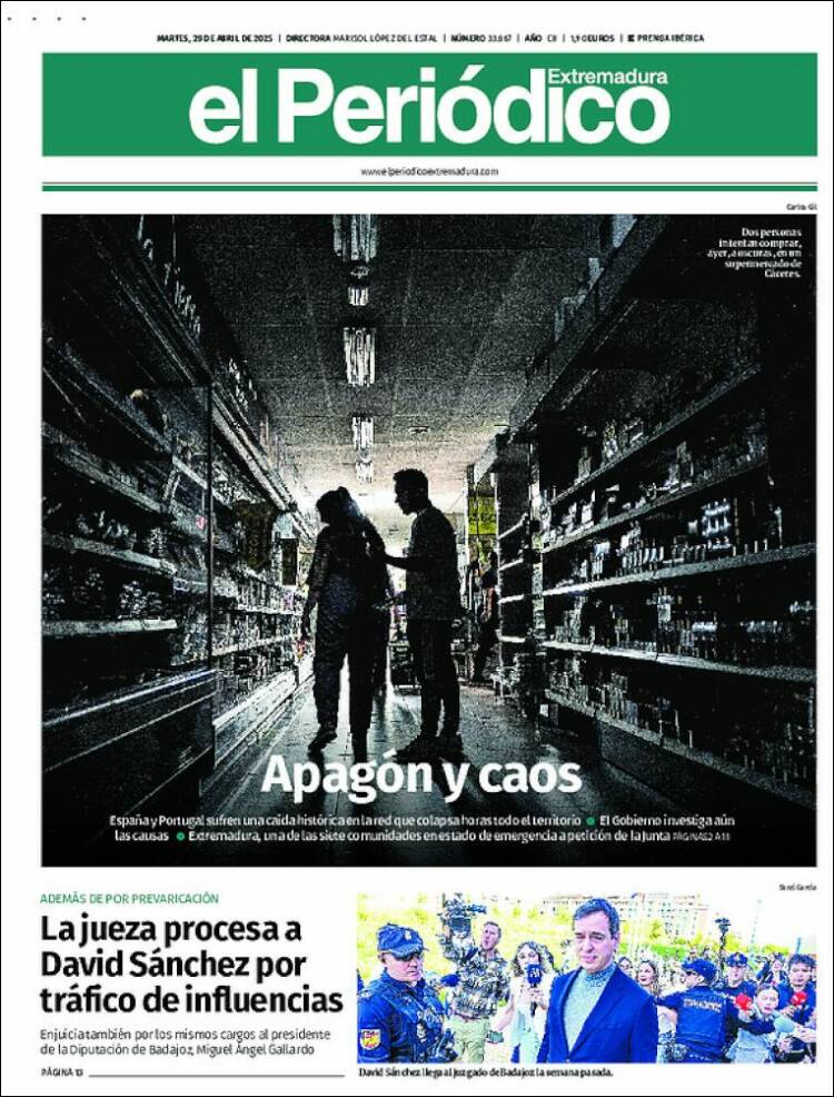 Portada de El Periódico de Extremadura (España)