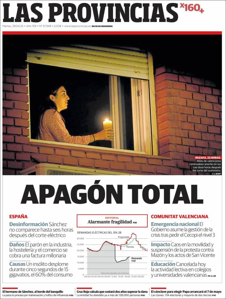 Portada de Las Provincias (España)