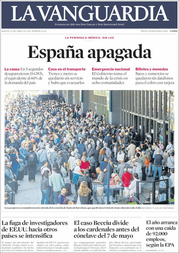 Portada de La Vanguardia (España)