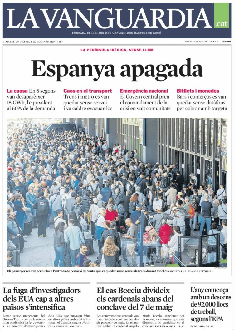 Portada de La Vanguardia (España)