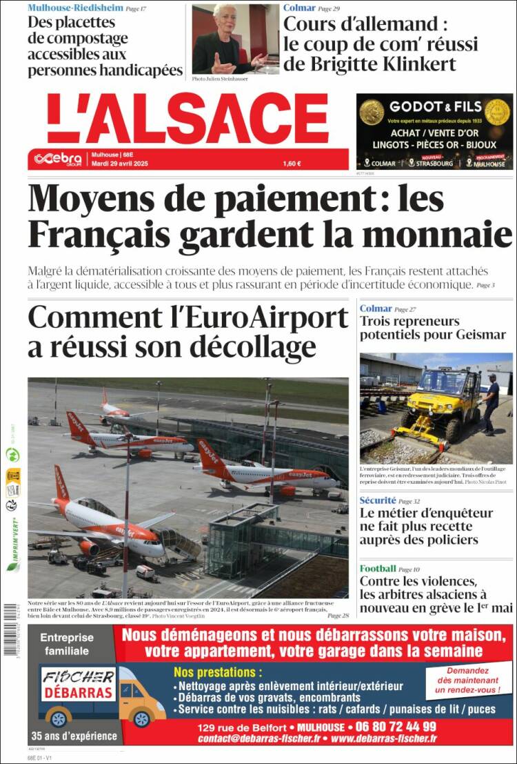 Portada de Journal L'Alsace (Francia)
