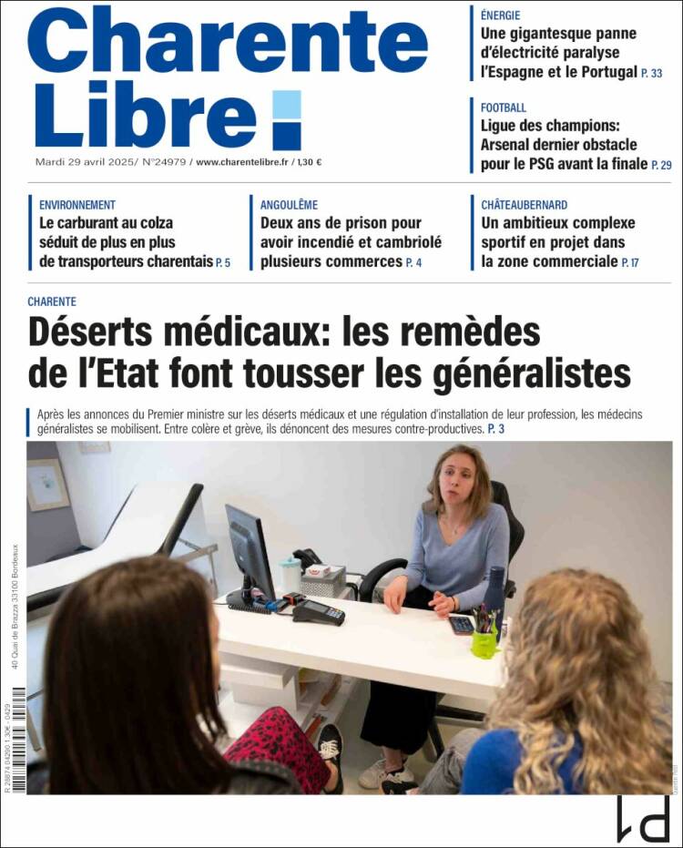 Portada de Charente Libre (Francia)