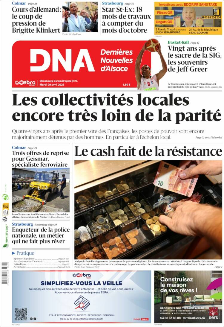 Portada de Les Dernières Nouvelles d'Alsace (Francia)