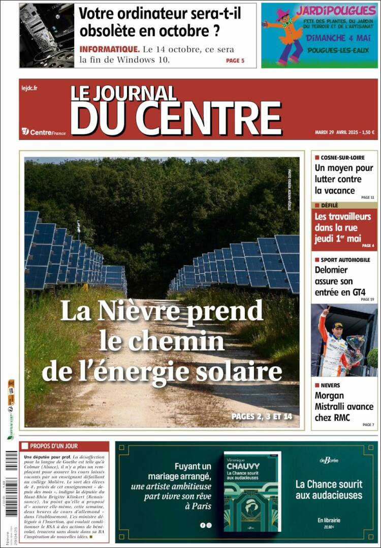 Portada de Le Journal du Centre (Francia)
