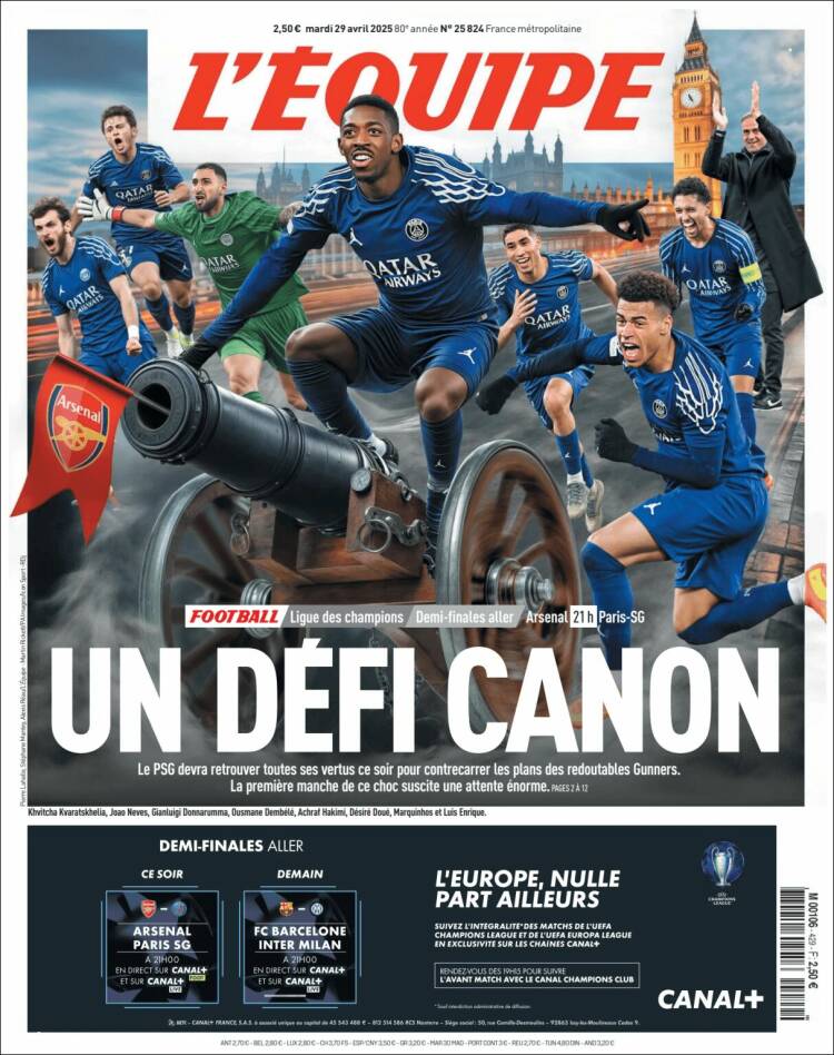 Portada de L'Equipe (Francia)