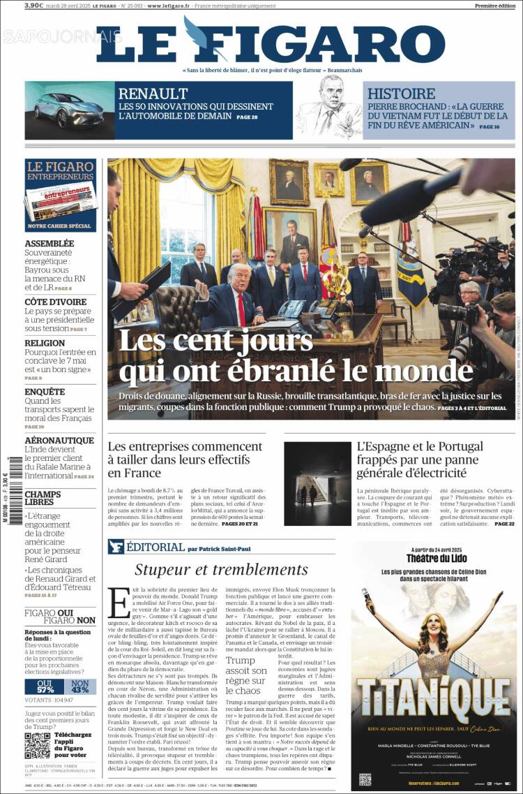 Portada de Le Figaro (Francia)