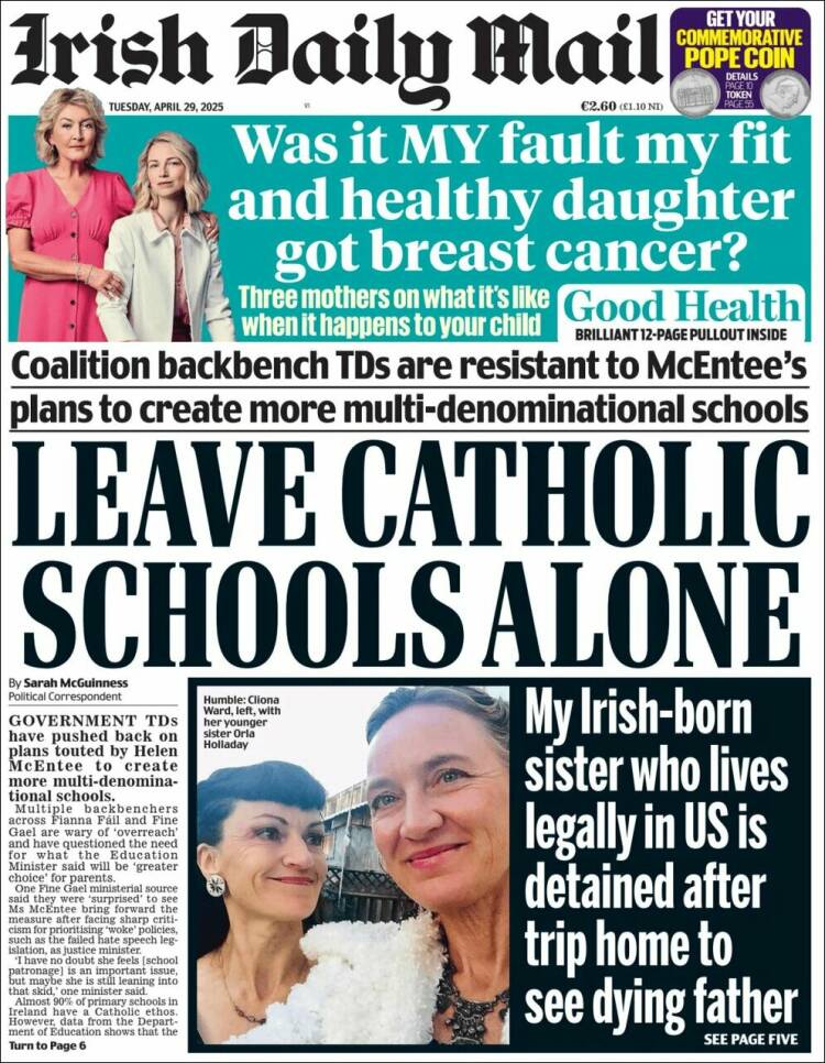 Portada de Irish Daily Mail (Irlanda)