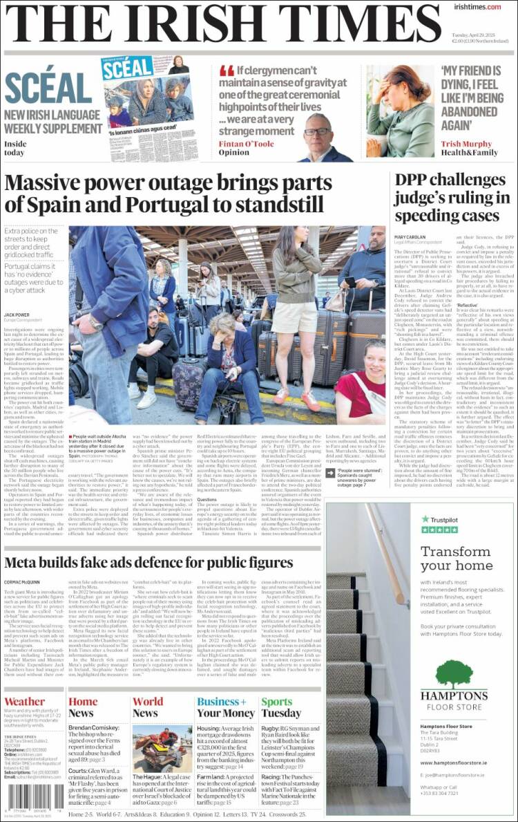 Portada de Irish Times (Irlanda)