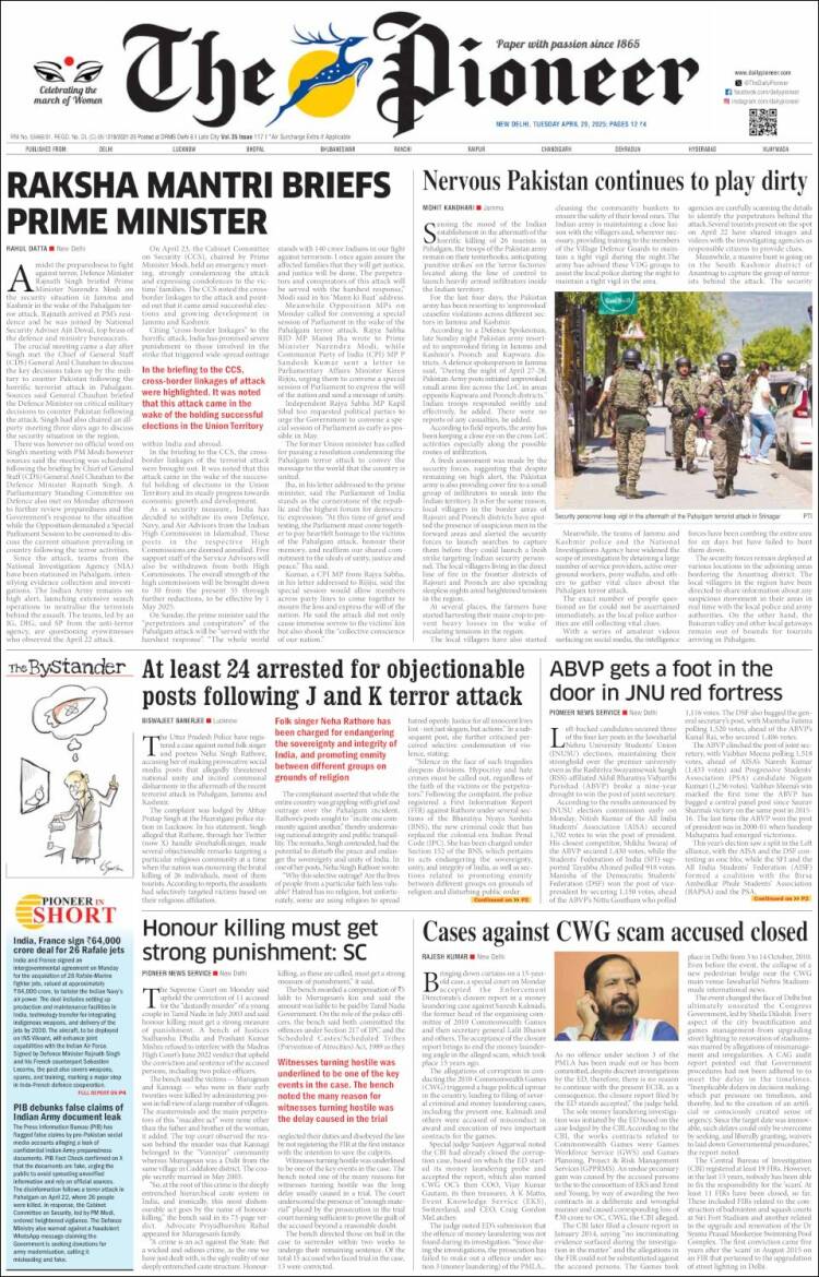 Portada de The Pioneer (India)