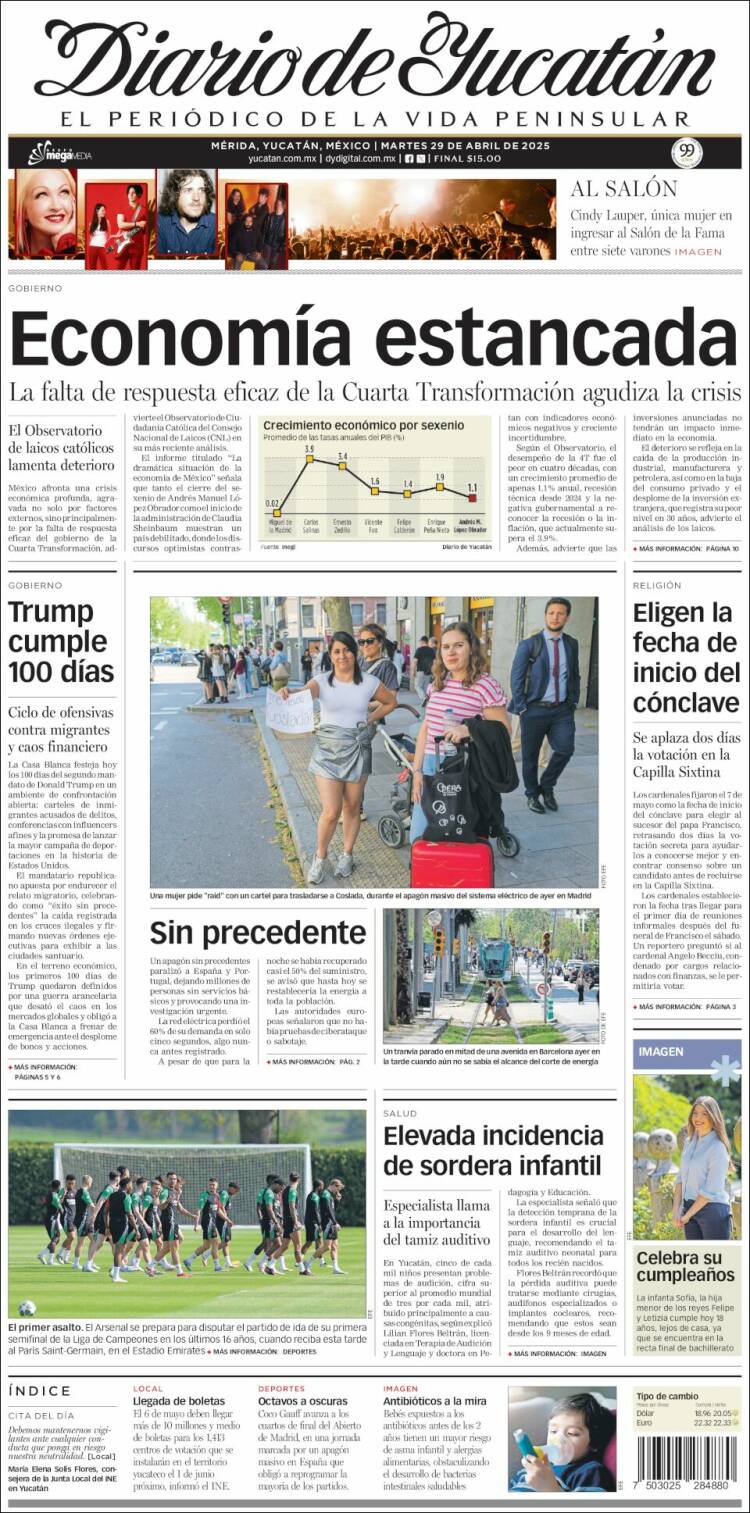 Portada de Diario de Yucatán (México)