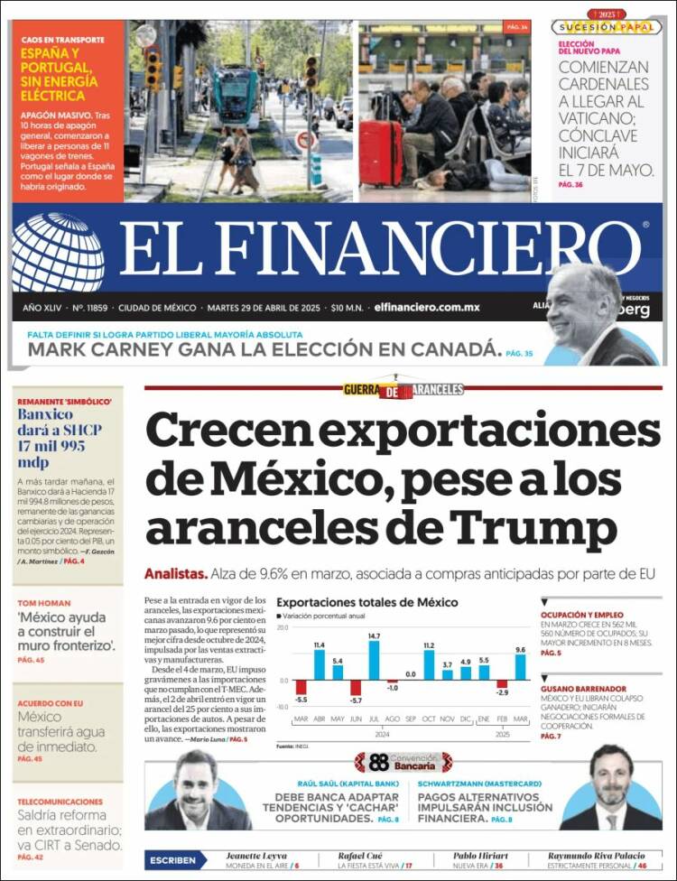 Portada de El Financiero (México)