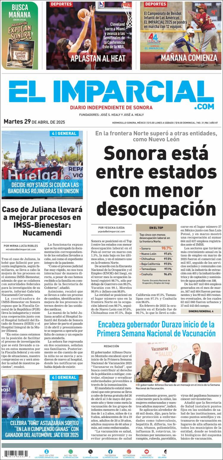 Portada de El Imparcial (México)