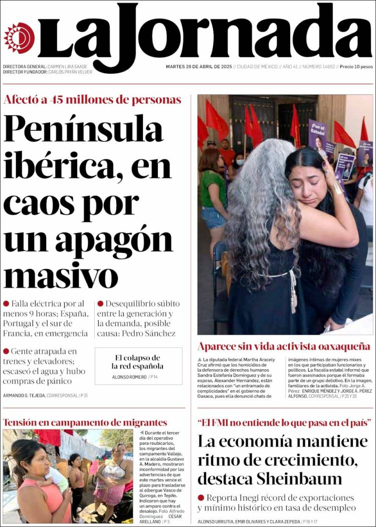 Portada de La Jornada (México)