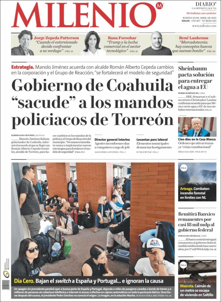 Portada de Milenio - Laguna (México)